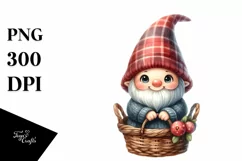 Watercolor Cute Gnome Smiling Clipart Product Image 1