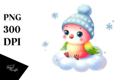 Cute Vibrant Retro Baby Parrot PNG Product Image 1