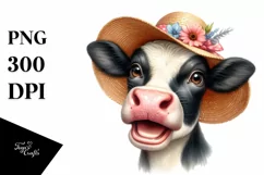 Cow Sun Hat Portrait Smiling | Sublimation | Clipart Product Image 3