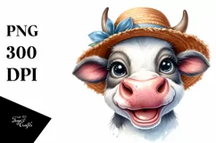 Cow Sun Hat Portrait Smiling | Sublimation | Clipart Product Image 3