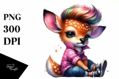 Cute Baby Deer Sitting PNG Product Image 1