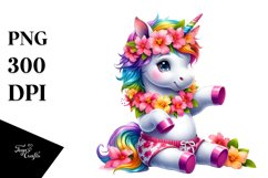 Colorful Baby Unicorn with Lei PNG Product Image 3