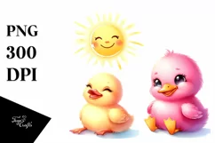 Sitting Smiling Sun Baby Duck PNG Product Image 1