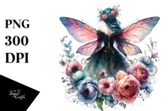 Creative Gothic Fairy on Flower, PNG Product Image 1
