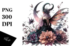 Creative Gothic Fairy on Flower, PNG Product Image 1