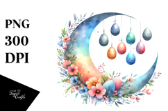 Colorful Half Moon with Eggs Hanging, PNG Product Image 1