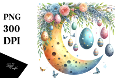 Colorful Half Moon with Eggs Hanging, PNG Product Image 1