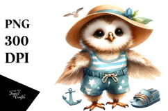 Digital Baby Owl, Wearing Beachwear PNG Product Image 1
