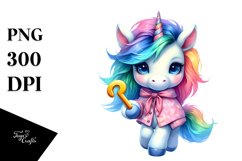 Colorful Baby Unicorn with Clue PNG Product Image 3