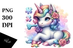 Colorful Baby Unicorn with Clue PNG Product Image 3