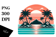 Retro Tropical Island Sunset Tee, PNG Product Image 1