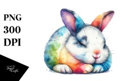 Colorful Watercolor Rabbit Sleeping Product Image 1