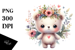 Digital Watercolor Cute Baby Bear PNG Product Image 1