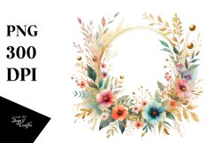 Colorful Watercolor Abstract Frame with Wild Flowers Clipart Product Image 3