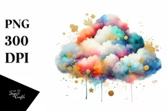 Colorful Watercolor Cloud Small Golden Foil Product Image 1