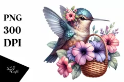 Watercolor Boho Baby Hummingbird Clipart Product Image 3