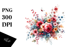 Simple Vintage Red Flowers PNG Product Image 1
