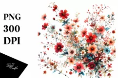 Simple Vintage Red Flowers PNG Product Image 3