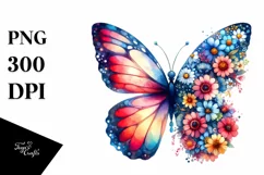 Vibrant Retro Flower Butterfly Clipart Product Image 3