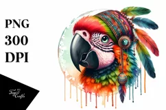 Boho Parrot Portrait Watercolor Clipart Product Image 3