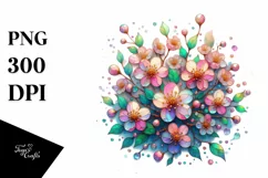 Vibrant Pastel Cherry Blossom Stained PNG Product Image 3