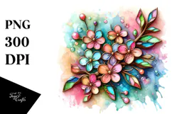 Vibrant Pastel Cherry Blossom Stained PNG Product Image 1