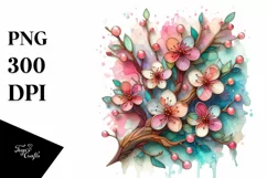 Vibrant Pastel Cherry Blossom Stained PNG Product Image 3