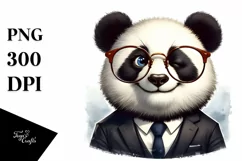 Funny Panda Suit Watercolor Clipart Product Image 1