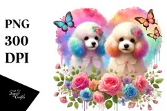 Colorful Poodle with Heart PNG Product Image 1