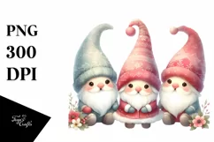 Cute Vintage Santa Gnomes PNG Product Image 1