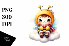Cute Vibrant Retro Baby Bee PNG Product Image 3