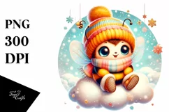 Cute Vibrant Retro Baby Bee PNG Product Image 1