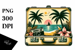 Retro Tropical Island Suitcase Clipart for Tshirt Vector Product Image 3