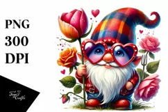 Colorful Valentines Gnome Watercolor PNG Product Image 1