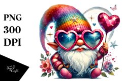 Colorful Valentines Gnome Watercolor PNG Product Image 1