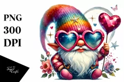 Colorful Valentines Gnome Watercolor PNG Product Image 1