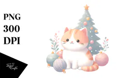 Pastel Christmas Cat, Transparent PNG Product Image 1