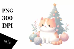 Pastel Christmas Cat, Transparent PNG Product Image 3