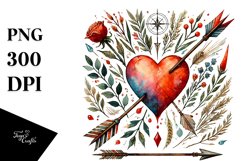Stained Heart with Arrow, PNG Product Image 1