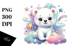 Colorful Polar Bear Baby | Watercolor | Stars Product Image 3
