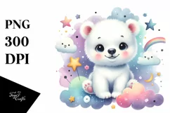 Colorful Polar Bear Baby | Watercolor | Stars Product Image 3