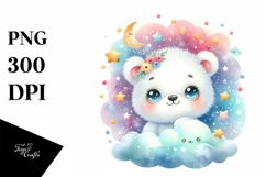 Colorful Polar Bear Baby | Watercolor | Stars Product Image 1