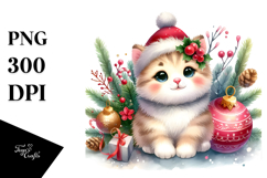 Cute Santa Hat Cat PNG Product Image 1