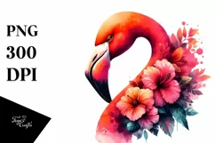 Vibrant Retro Flower Flamingo Clipart Product Image 1