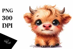 Funny Expressive Highland Cow Baby PNG Product Image 3