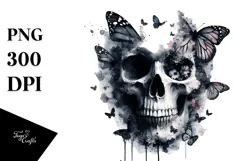 Grungy Skull Butterfly,Transparent PNG Product Image 1