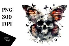 Grungy Skull Butterfly,Transparent PNG Product Image 1