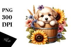 Cute Baby Dog Wood Bucket PNG Product Image 3
