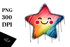 Colorful Smiling Star with Hearts PNG Product Image 1