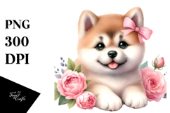 Watercolor Baby Akita with Happy Eyes PNG Product Image 1